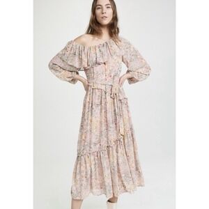 ASTR the Label Pink Floral Asymmetrical Maxi Dress Cottage Small